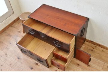 アンティーク家具　古民具　骨董　味のある二本松箪笥ローボード1