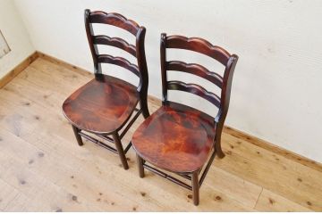 中古　日向民芸ダイニングチェア2脚セット2