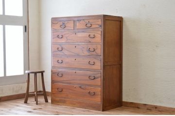 アンティーク家具　前面黒柿無垢材　アンティークチェスト