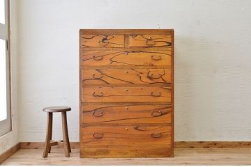 アンティーク家具　前面黒柿無垢材　アンティークチェスト