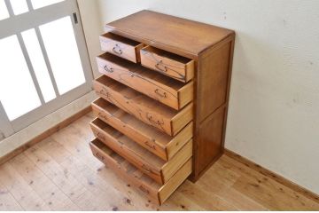 アンティーク家具　前面黒柿無垢材　アンティークチェスト