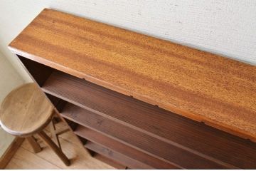 アンティーク家具　古い木の薄型アンティーク飾り棚(本棚、陳列棚)1