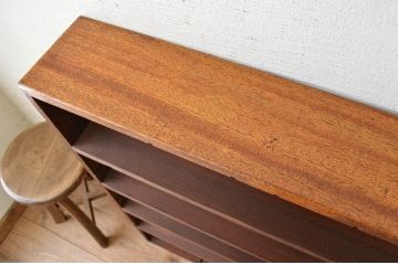 アンティーク家具　古い木の薄型アンティーク飾り棚(本棚、陳列棚)2