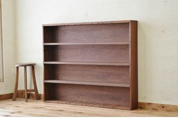 アンティーク家具　古い木の薄型アンティーク飾り棚(本棚、陳列棚)3