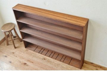 アンティーク家具　古い木の薄型アンティーク飾り棚(本棚、陳列棚)3