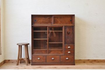 アンティーク家具　最高級!古い栗材と欅材の上質な茶箪笥(収納棚)