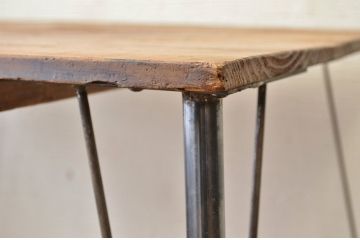 アンティーク家具　☆天板無垢材鉄脚テーブル(作業台)3