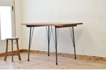 アンティーク家具　☆天板無垢材鉄脚テーブル(作業台)5
