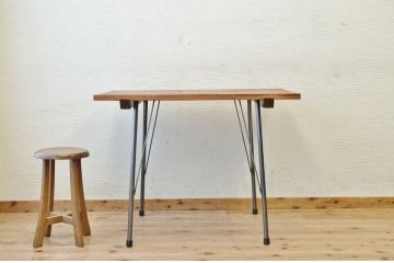 アンティーク家具　☆天板無垢材鉄脚テーブル(作業台)5