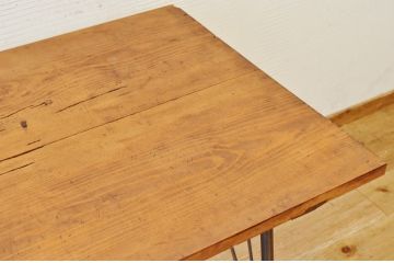 アンティーク家具　☆天板無垢材鉄脚テーブル(作業台)5