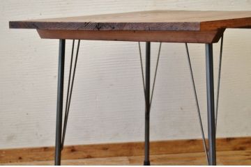 アンティーク家具　☆天板無垢材鉄脚テーブル(作業台)5