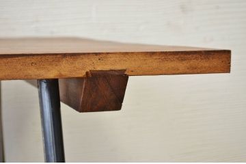 アンティーク家具　☆天板無垢材鉄脚テーブル(作業台)5