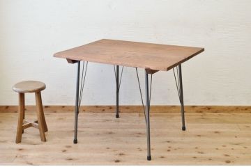 アンティーク家具　☆天板無垢材鉄脚テーブル(作業台)5