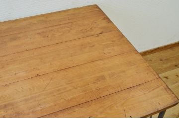 アンティーク家具　☆天板無垢材鉄脚テーブル(作業台)6