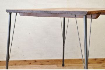 アンティーク家具　☆天板無垢材鉄脚テーブル(作業台)6