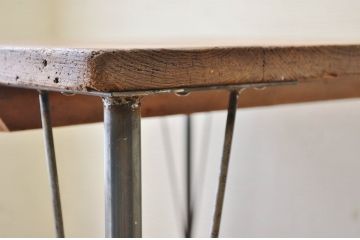 アンティーク家具　☆天板無垢材鉄脚テーブル(作業台)6