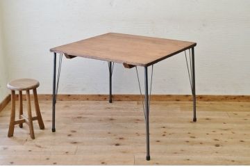 アンティーク家具　☆天板無垢材鉄脚テーブル(作業台)6