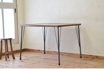 アンティーク家具　☆天板無垢材鉄脚テーブル(作業台)8