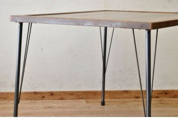 アンティーク家具　☆天板無垢材鉄脚テーブル(作業台)8