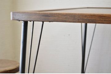アンティーク家具　☆天板無垢材鉄脚テーブル(作業台)8