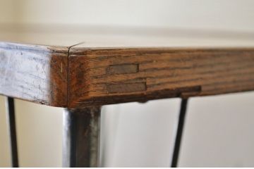 アンティーク家具　☆天板無垢材鉄脚テーブル(作業台)8