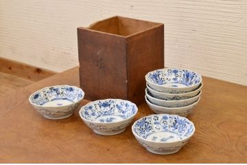 ○明治期!古い染付なます皿7枚セット