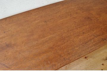アンティーク家具　☆天板一枚板!鉄脚の大振りなテーブル(作業台、机)1