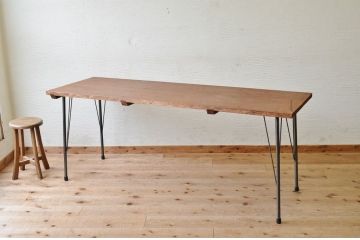 アンティーク家具　☆天板一枚板!鉄脚の大振りなテーブル(作業台、机)1