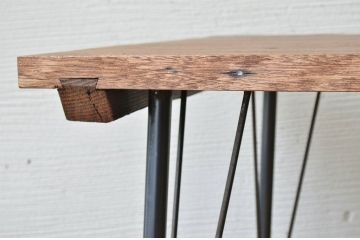 アンティーク家具　☆天板一枚板!鉄脚の大振りなテーブル(作業台、机)1