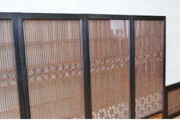 ★極上!素晴らしい作りの書院欄間セット(腰板黒柿材)