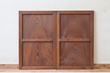 総欅!古い欅材の観音開き扉1対1