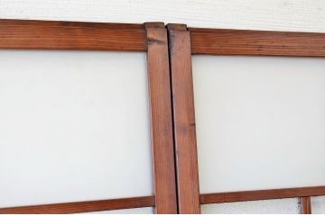 色ガラス入りのアンティーク引き戸(ガラス戸)2枚セット