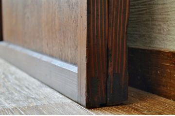 色ガラス入りのアンティーク引き戸(ガラス戸)2枚セット