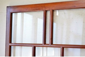 アンティーク大振りなダイヤガラス戸2枚セット　(引き戸)