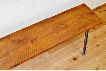 アンティーク家具　天板一枚板!鉄脚アンティークベンチ(長椅子)1