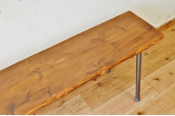 アンティーク家具　天板一枚板!鉄脚アンティークベンチ(長椅子)2