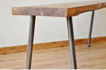 アンティーク家具　天板一枚板!鉄脚アンティークベンチ(長椅子)2