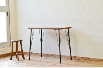 アンティーク家具　☆古い木の鉄脚アンティークテーブル(作業台、机)2
