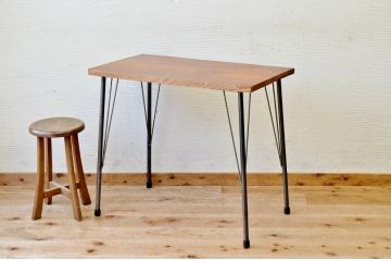 アンティーク家具　☆古い木の鉄脚アンティークテーブル(作業台、机)2