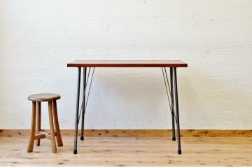 アンティーク家具　☆古い木の鉄脚アンティークテーブル(作業台、机)3