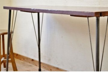 アンティーク家具　☆古い木の鉄脚アンティークテーブル(作業台、机)7
