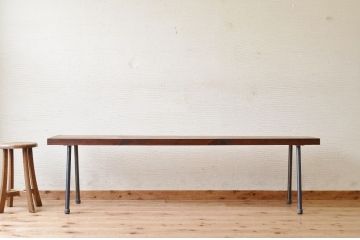 アンティーク家具　鉄脚アンティークベンチ(長椅子、長イス)
