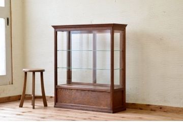 アンティーク家具　古民具　骨董　古いタバコ屋の薄型ガラスケース