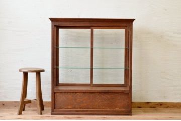 アンティーク家具　古民具　骨董　古いタバコ屋の薄型ガラスケース