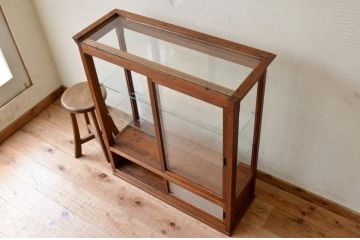 アンティーク家具　古民具　骨董　古いタバコ屋の薄型ガラスケース