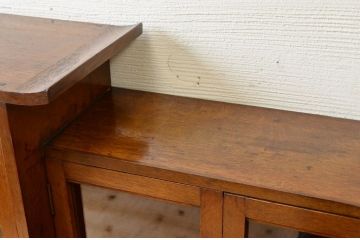 アンティーク家具　高級品!スライド扉付き変わり型特注ブックケース(本箱)