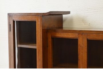 アンティーク家具　高級品!スライド扉付き変わり型特注ブックケース(本箱)