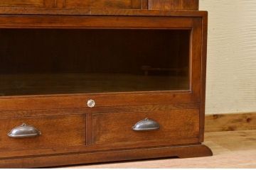 アンティーク家具　高級品!スライド扉付き変わり型特注ブックケース(本箱)