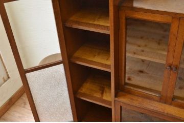 アンティーク家具　高級品!スライド扉付き変わり型特注ブックケース(本箱)
