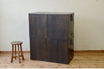 アンティーク家具　古民具 骨董 明治時 漆の綺麗な欅玉杢無垢材特注時代箪笥